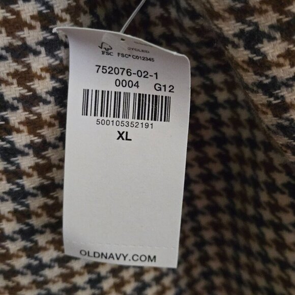 Old Navy NWT Double-Breasted Textured Blazer Brown Plaid Houndstooth Size XL - Picture 8 of 11